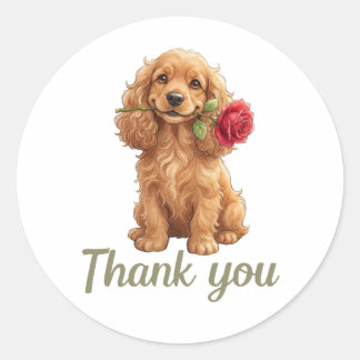 Adesivo Filhote de Cocker Spaniel Fofo com Aquarela de Ros
