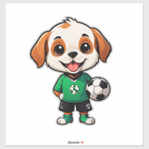 Adesivo Filhote de Desenho Animado Fofo Jogador de Futebol