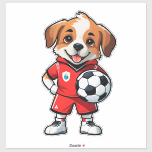 Adesivo Filhote de Desenho Animado Fofo Jogador de Futebol