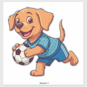 Adesivo Filhote de Desenho Animado Fofo Jogador de Futebol