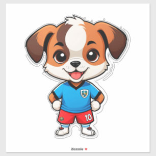 Adesivo Filhote de Desenho Animado Fofo Jogador de Futebol