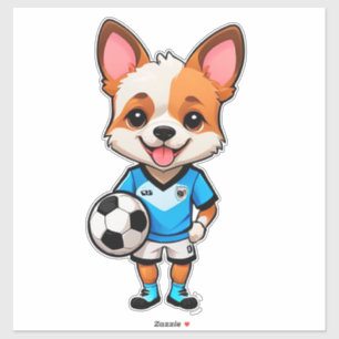 Adesivo Filhote de Desenho Animado Fofo Jogador de Futebol