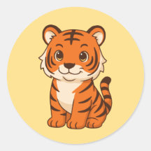Filhote de tigre fofo em amarelo