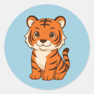 Adesivo Filhote de Tigre Fofo no Azul