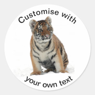 Adesivo Filhote de Tigre na Neve com Texto Personalizado