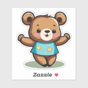 Adesivo Filhote de Urso Dançando Com um Sorriso