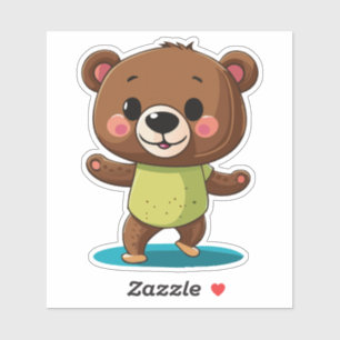 Adesivo Filhote de Urso Dançando Com um Sorriso