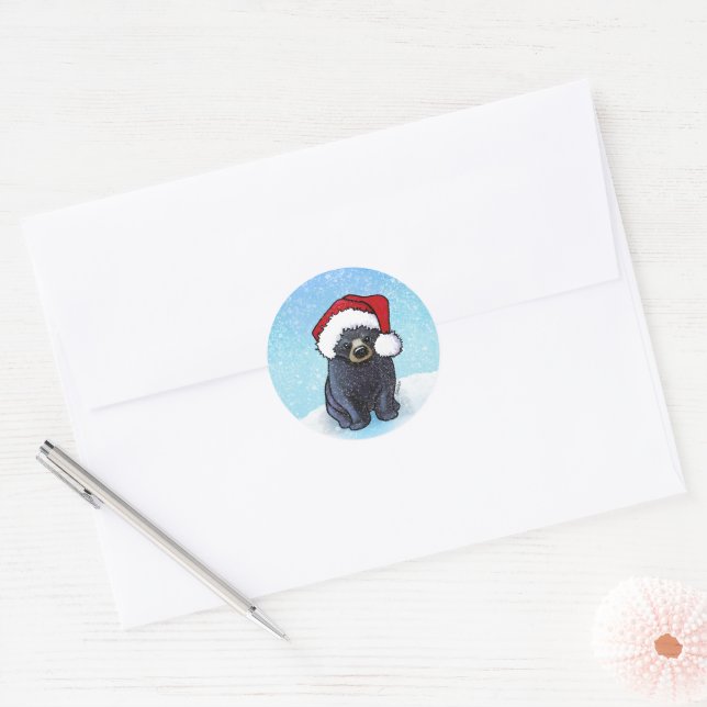 Adesivo Filhote de Urso Preto de Natal (Envelope)