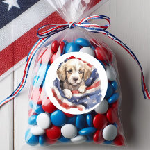 Filhote Fofo Bandeira Americana Vermelha Branco Az