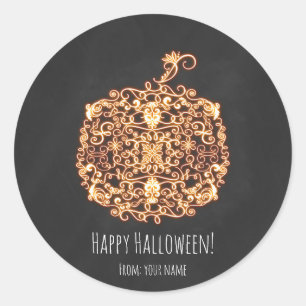 Adesivo Filigree Laranja Abóbora Brilhante Halloween Favor