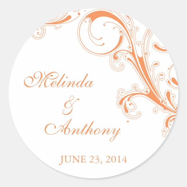 Adesivo Filigree Swirl Orange Bride Groom (Frente)
