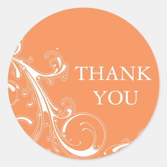 Adesivo Filigree Swirl Orange Obrigado (Frente)