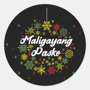 Adesivo Filipinas Natal Maligayang Pasko Snowflakes