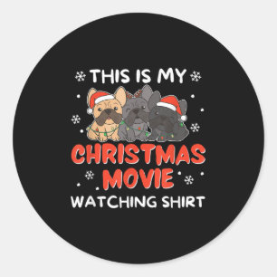 Adesivo Filme de Natal do Bulldog Francês Assistindo Mulhe