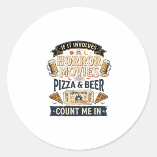 Adesivo Filmes de Terror Pizza Cerveja Divertido Halloween