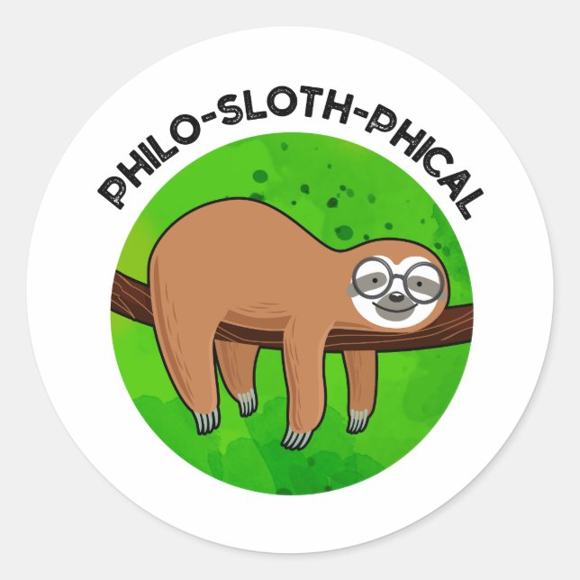 Adesivo Filo-preguiçoso Funny Animal Sloth Pun (Frente)