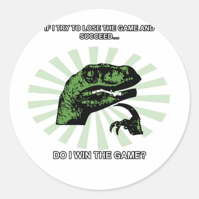 Adesivo Filosoraptor perdendo e vencendo (Frente)