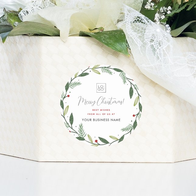 Adesivo Fim de Natal, Negócios Adicionar Logotipo Personal (Criador carregado)