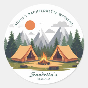 Adesivo Fim de Semana de Acampamento Simples para Despedid