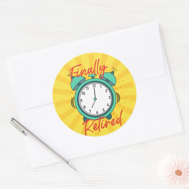 Adesivo Finalmente, Aposentado, desligue o despertador, (Envelope)