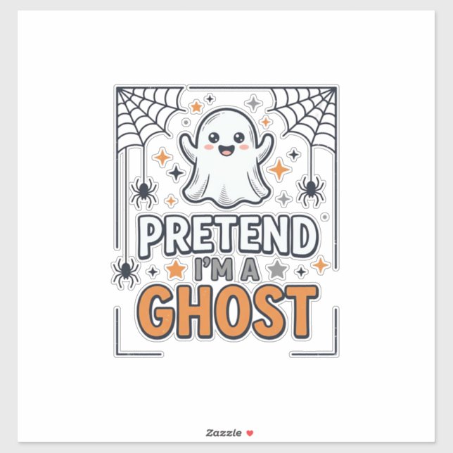 Adesivo Fingir Que Sou um Fantasma Halloween Fofo (Folha)