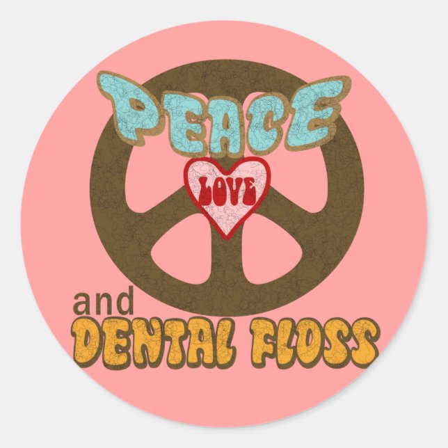 Adesivo Fio Dental do Peace Love (Frente)