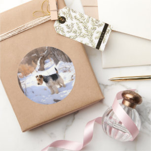 Adesivo Fio Fox Terrier Deixe-o nevar no Natal