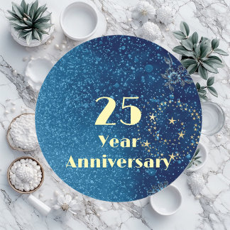 Adesivo Fio & Selo de Aniversário de 25 Anos Azul Espelhan
