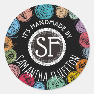 Adesivo Fios escrivados tricotando crochê feito à mão com 