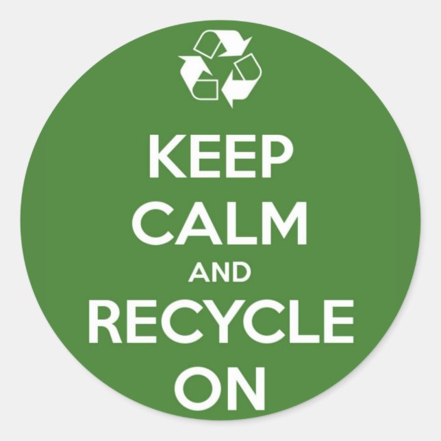 Adesivo Fique calma e Reciclar em verde (Frente)