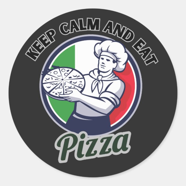 Adesivo Fique Calmo E Coma Pizza (Frente)