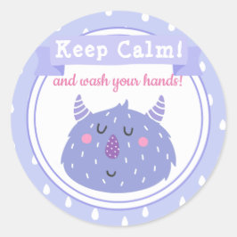 Adesivo Fique calmo e lave suas mãos! Parar o vírus Corona