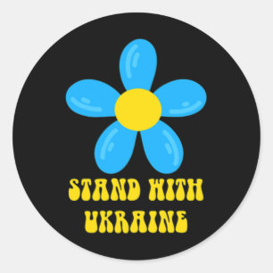 Adesivo Fique Com a Ucrânia Flor Azul e Amarela Solidaried