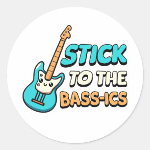 Adesivo Fique Com Os Básicos! Cartoon de Violão Bass
