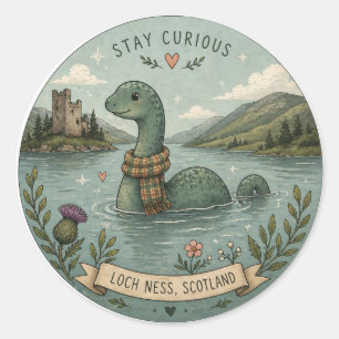 Adesivo Fique Curioso Aconchegante Críptido Nessie Monstro