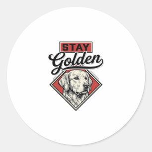 Adesivo Fique Dourado Retriever Vintage Cão Desenho Vetori