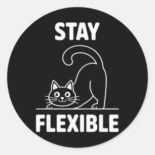 Adesivo Fique Flexível Ioga Gato Esticando Citação Diverti