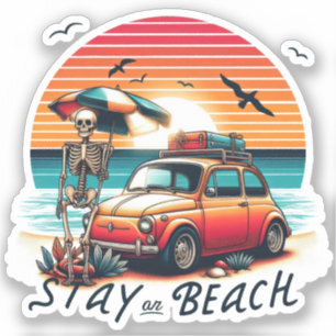 Adesivo Fique na praia - Retro Vibes - Esqueleto