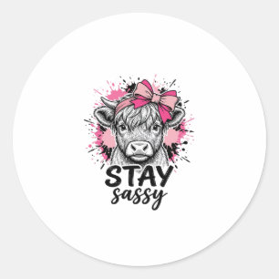 Adesivo Fique Sassy Vaca Highland Rosa Gravura Vintage Shi