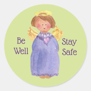 Adesivo Fique Seguro Anjo, Palavras Positivas Verde