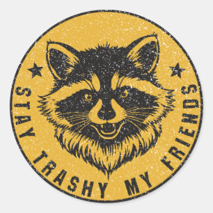 Adesivo Fique Trashy Meus Amigos Emblema de Guaxinim