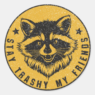 Adesivo Fique Trashy Meus Amigos Emblema de Guaxinim