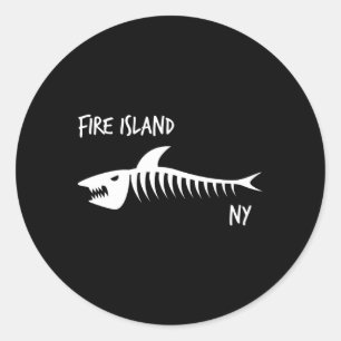 Adesivo Fire Island Ny Shark Skeleton White Impressão