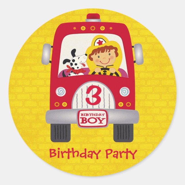 Adesivo Fire Truck Birthday Boy (Frente)
