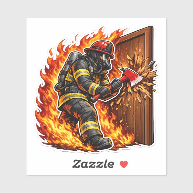 Adesivo Firefighter Breaking Door Design (Folha)