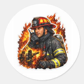 Adesivo Firefighter Hero Sticker – Brave Fireman Flame Art