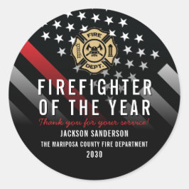 Adesivo Firefighter of the Year Employee Logo Red Line