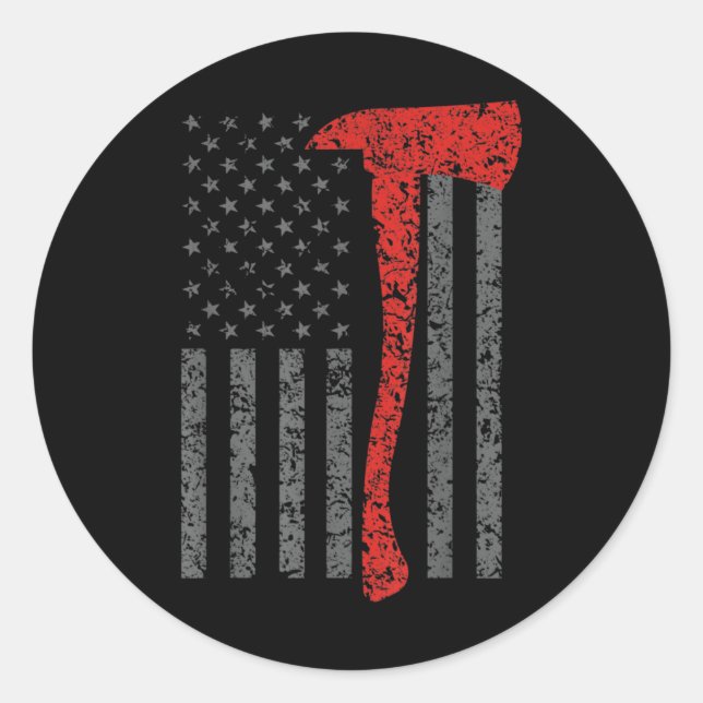 Adesivo Firefighting, Firefighter Axe & Helmet, Fire (Frente)