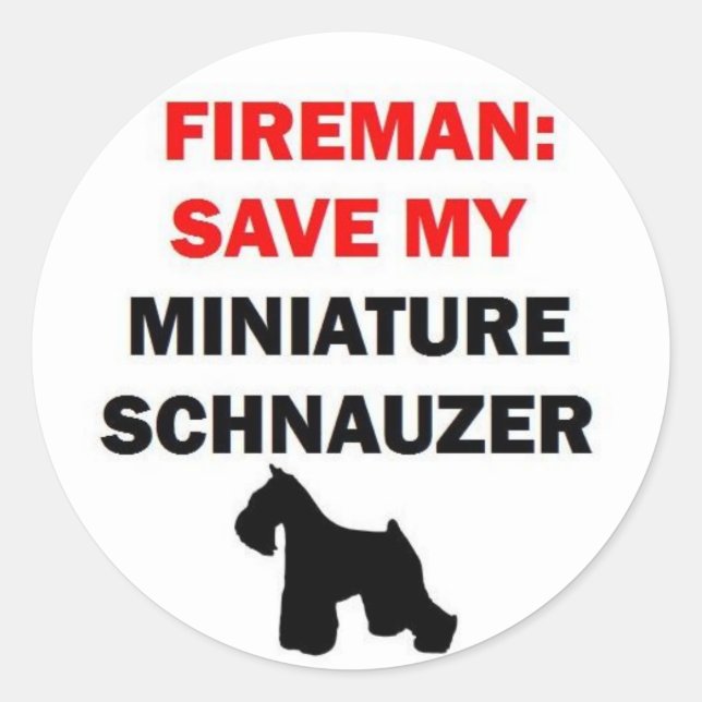 Adesivo Fireman Salve Minha Miniatura Schnauzer (Frente)