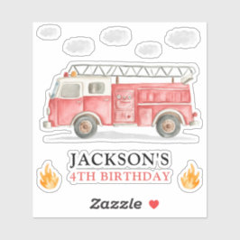Adesivo Firetruck Calling All Firefigthers Boy Birthday